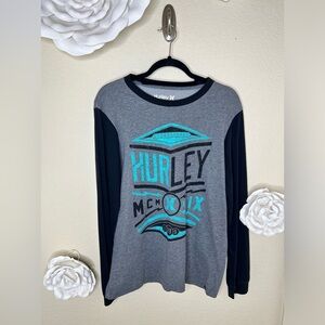 Hurley with Nike Dri Fit Gray, Teal & Black Long Sleeve Shirt Sz Medium